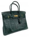 BIRKIN IN COCCODRILLO POROSUS VERT FONCE