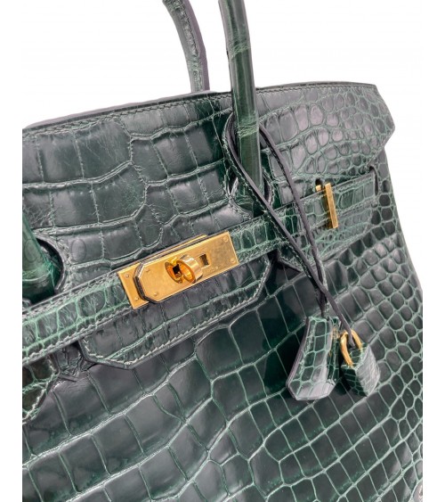 BIRKIN IN COCCODRILLO POROSUS VERT FONCE