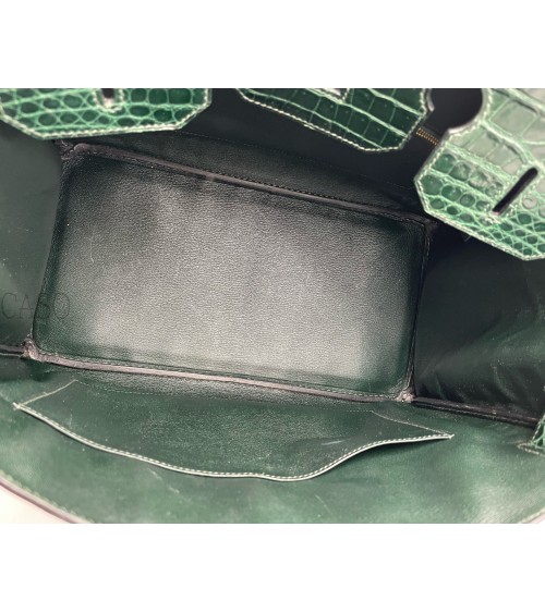 BIRKIN IN COCCODRILLO POROSUS VERT FONCE