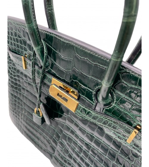 BIRKIN IN COCCODRILLO POROSUS VERT FONCE
