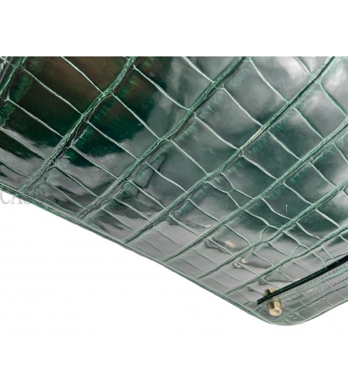 BIRKIN IN COCCODRILLO POROSUS VERT FONCE