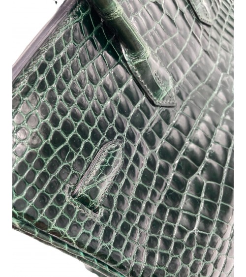 BIRKIN IN COCCODRILLO POROSUS VERT FONCE