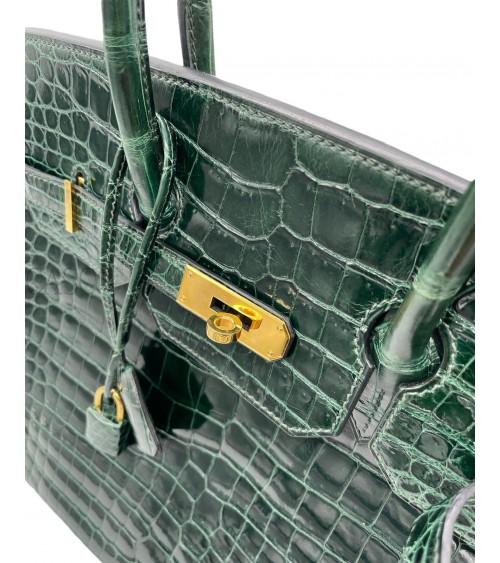 BIRKIN IN COCCODRILLO POROSUS VERT FONCE